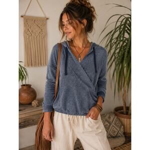 Free People Movement Criss Cross Cropped Hoodie M Sweatshirt Gray Pullover